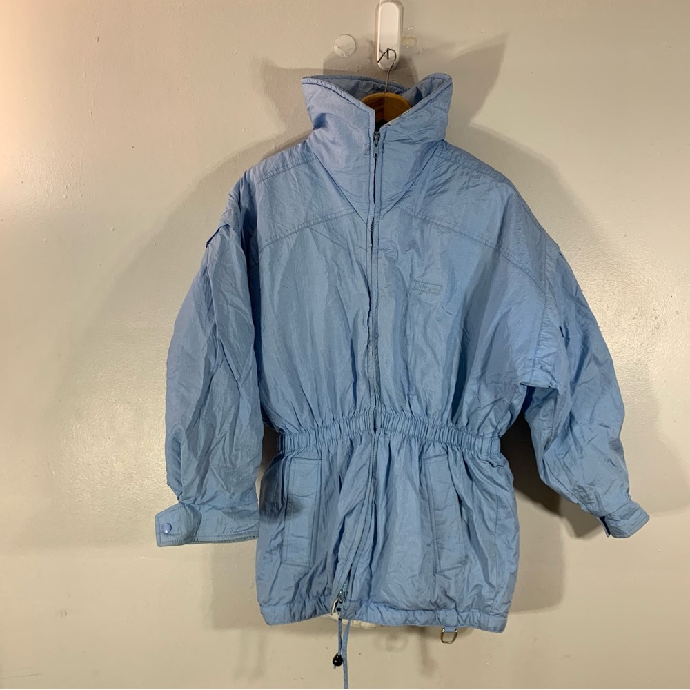 Light Blue Women's Ski Jacket with Elastic Waist